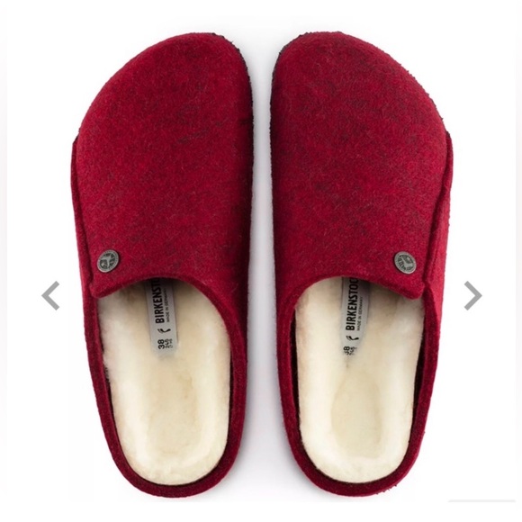 Birkenstock Zermatt Wool Felt Red Clogs Shearling Lined Slippers 39/250/8-8.5 - Picture 2 of 13